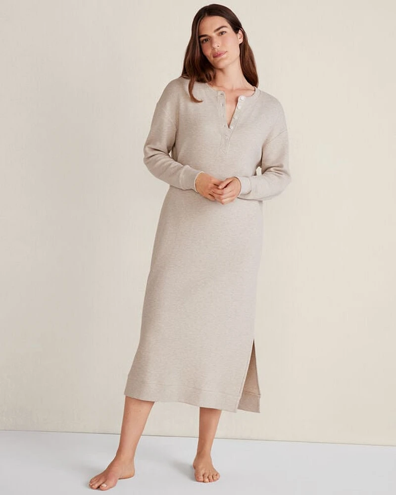 Organic Cotton Waffle Knit Henley Dress