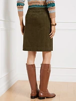 Corduroy Button Front A-Line Skirt