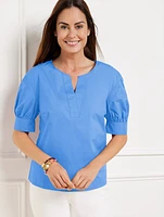 Elbow Sleeve Poplin Popover