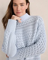 Organic Cotton Cable Knit Funnel Neck Sweater