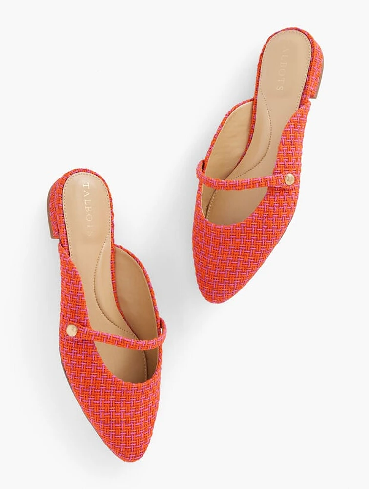 Edison Top Strap Mules - Tweed