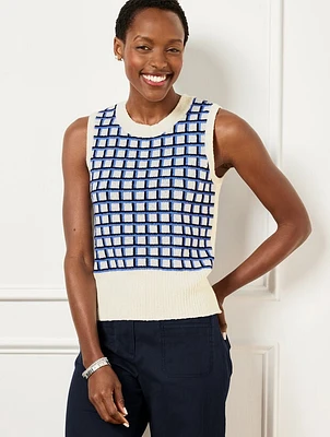Textured Stitch Sweater Shell - Plaid