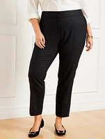 Luxe Wool Blend Slim Ankle Pants - Pinstripe