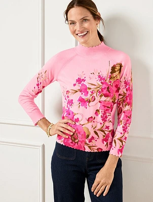 Mockneck Pullover - Watercolor Bouquets