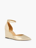 Emma Metallic Leather Wedge Pumps