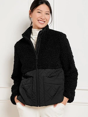 Quilted Sherpa Mixed Media Jacket