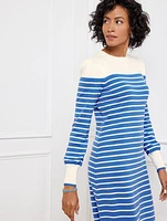 Puff Sleeve Sweater Dress - Breton Stripe