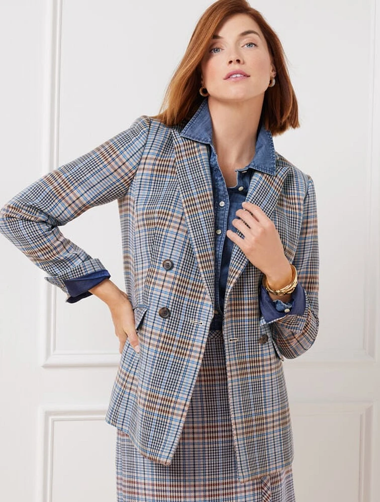 Double Breasted Blazer - Windy Plaid