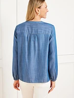 Tencel™ Denim Smocked Short Popover