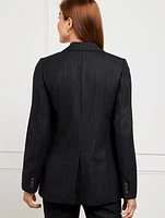 Luxe Wool Blend Blazer - Pinstripe