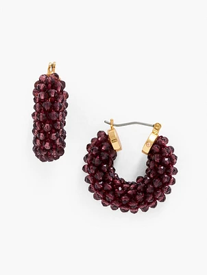 Faceted Bead Cluster Hoop Earrings