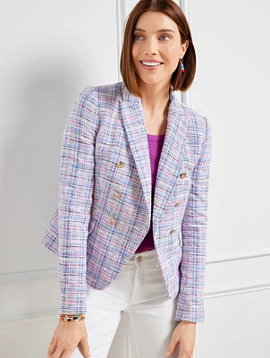 Tweed Blazer - Multi Plaid