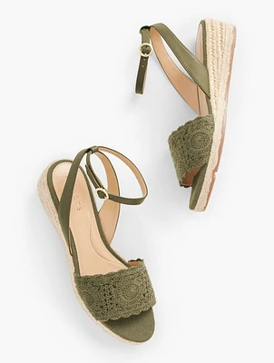 Pamela Crochet Wedge Sandals
