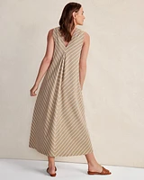 Organic Cotton Interlock Striped V-Neck Dress