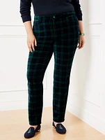 Straight Leg Velveteen Pants - Black Watch Tartan