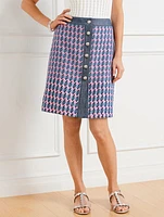 Denim Trim Basket Tweed Skirt