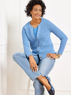 Shaker Stitch V-Neck Cardigan