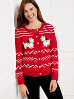 Crewneck Cardigan - Scottie Dog Fair Isle