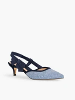 Sylvie Bow Slingback Chambray Pumps