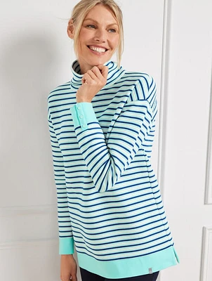 Textured Funnel Neck Pullover - Trending Stripe