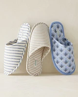 Linen Tan Stripe Spa Slippers