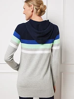 Hooded Sweater - Colorblock Stripe