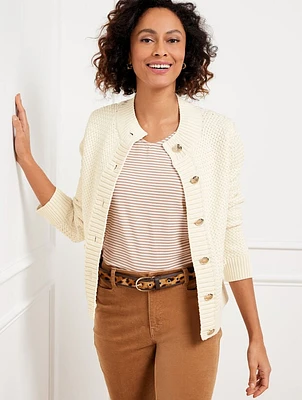 Textured Mockneck Cardigan