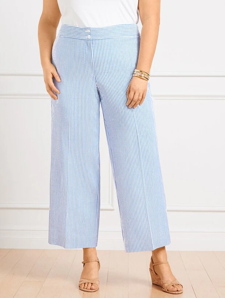 Plus Exclusive Wide Leg Crop Pants - Sunset Stripe