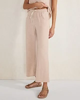 Fleece Pintuck Cropped Wide Leg Pants