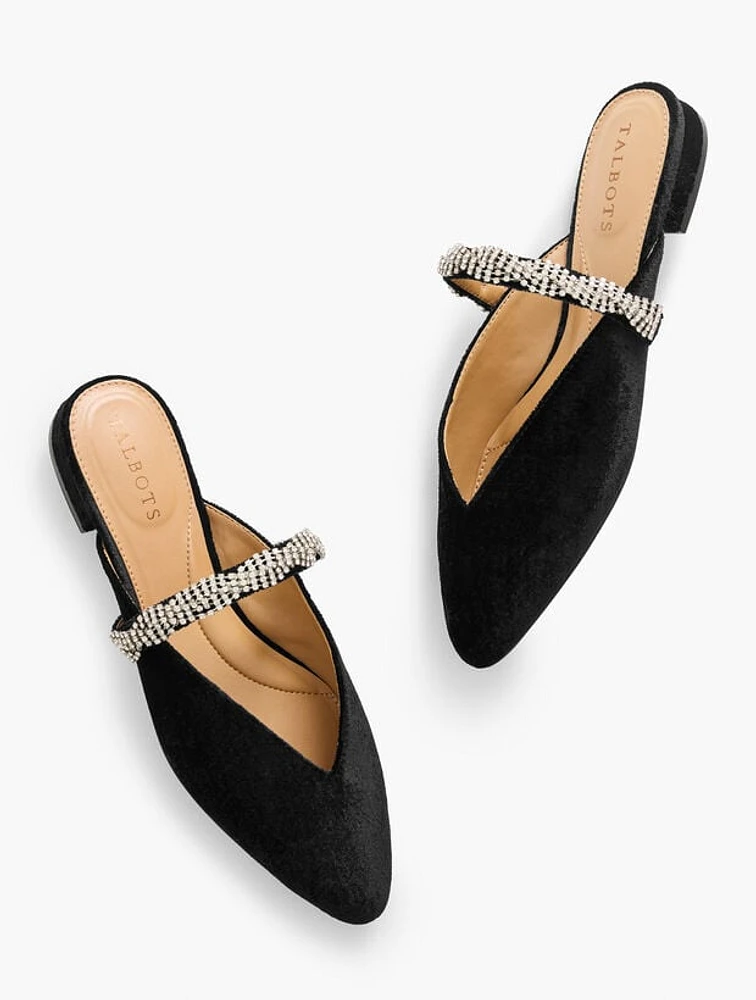 Edison Velvet Embellished Mules