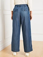 Belted Wide Ankle Pants - Kali Wash