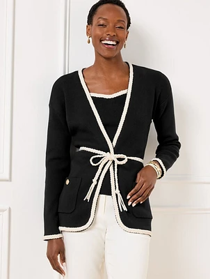 Braid Trim Sweater Jacket