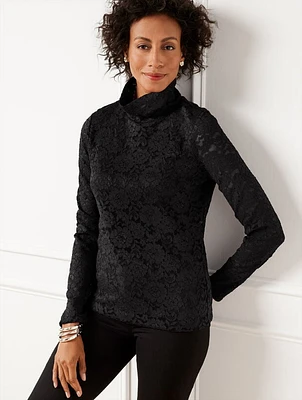 Lace Turtleneck Pullover