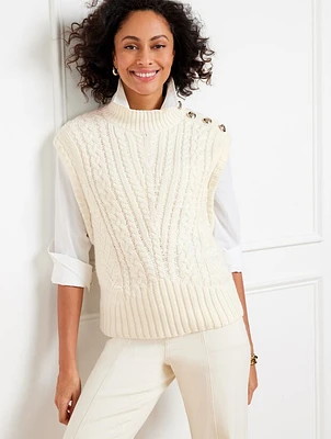 Cable Knit Mockneck Sweater Vest