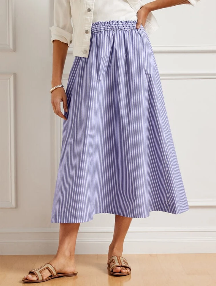 Modern Poplin Midi Skirt - Lawn Stripe