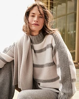 Cashmere Striped Mockneck Sweater