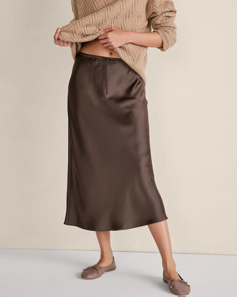 Flowy Drawstring Midi Skirt