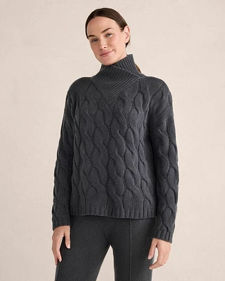 Cashmere Cable Knit Turtleneck Sweater