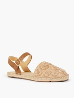 Izzy Raffia Espadrille Flats - Embroidered Floral