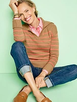 Johnny Collar Striped Pullover