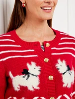 Crewneck Cardigan - Scottie Dog Fair Isle