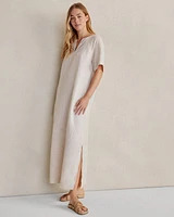 Linen V-Neck Caftan Dress