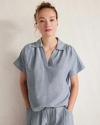 Linen Blend Collared Shirt