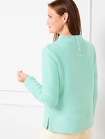 Button Back Funnel Neck Pullover