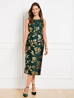 Metallic Floral Jacquard Pencil Skirt