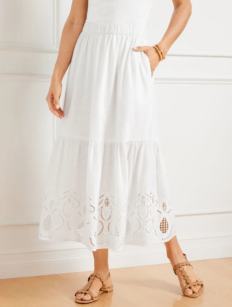 Embroidered Fit & Flare Skirt