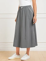 Lightweight Woven Stretch Track Skirt - Piping