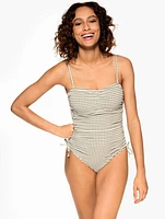 Sun Ocean Sand Ruched Side One Piece - Gingham