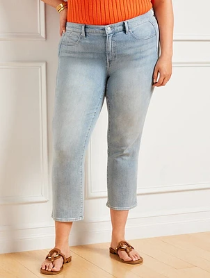 Straight Leg Crop Jeans - Capri Wash