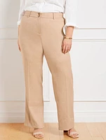 Wide Leg Textured Stretch Linen Pants